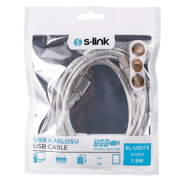S-Link SL-U2014 1,5 mt Usb 2.0 Yazıcı Kablosu