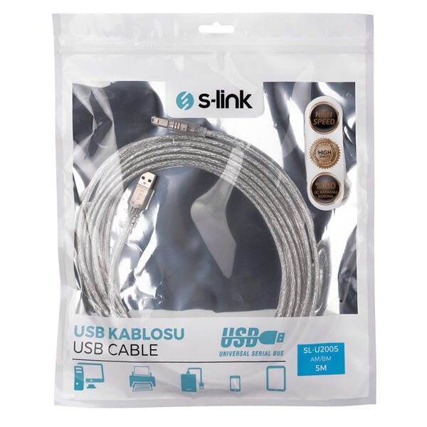S-Link SL-U2005 5 mt 2.0 Usb Yazıcı Kablosu
