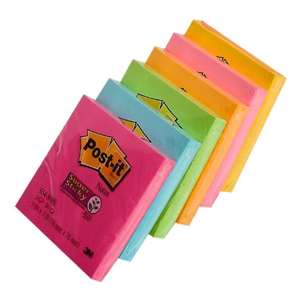 Post-It 654S 76x76 90 Yaprak Karışık Neon Renkler Not Kağıdı