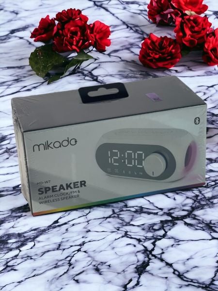 Mikado MD-W7 1200mAh 5W Beyaz Bluetooth-Aux-Derece-Usb-FM Double Alarmlı Saat Speaker