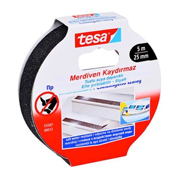 Tesa 55587-00012-11 Siyah 5mtX25mm Merdiven Kaydırmaz Bant