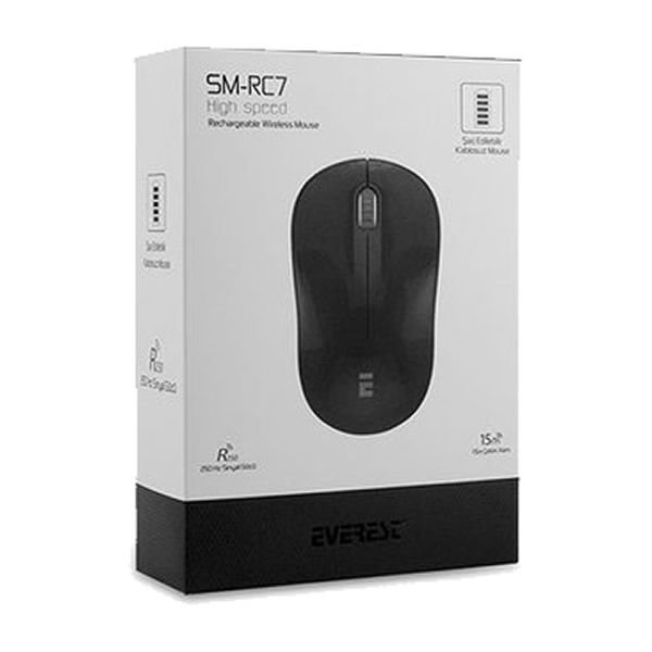 EVEREST SM-RC7 SİYAH USB ŞARJ EDİLEBİLİR KABLOSUZ MOUSE