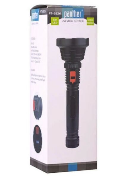 Panther PT-8826 5 w Usb Şarjlı Fener