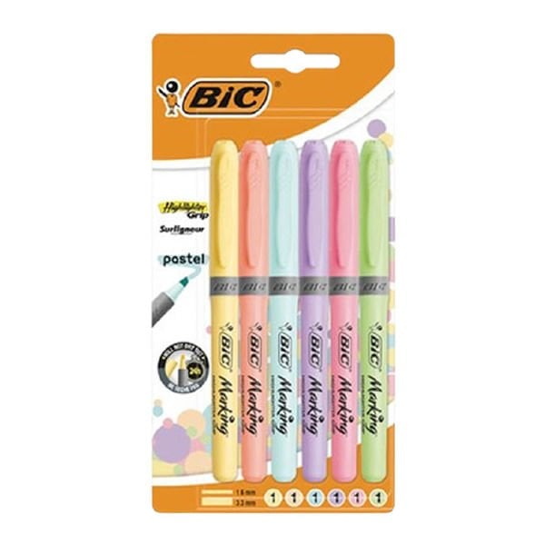 Bic 992561 Marking Grip Pastel Renkler Fosforlu Kalem 6 lı Blister Set