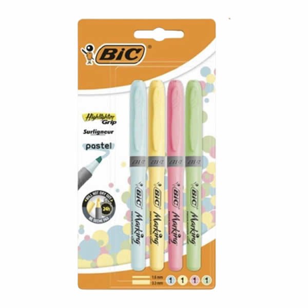 Bic 964859 Marking Grip Pastel Renkler Fosforlu Kalem 4 lü Blister Set