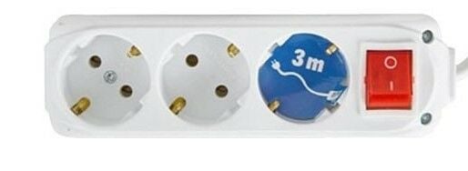 Almera 3 lü 3 mt Topraklı Anahtarlı Priz