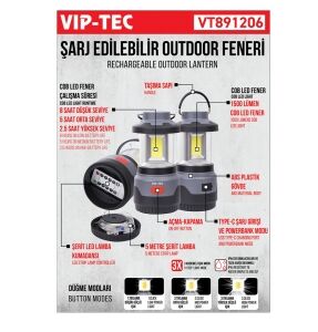 Vip-Tech Vt891206 Şarj Edilebilir Outdoor Feneri