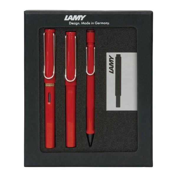 Lamy Safari Kırmızı Dolma&Versatil&Roller Kalem Seti