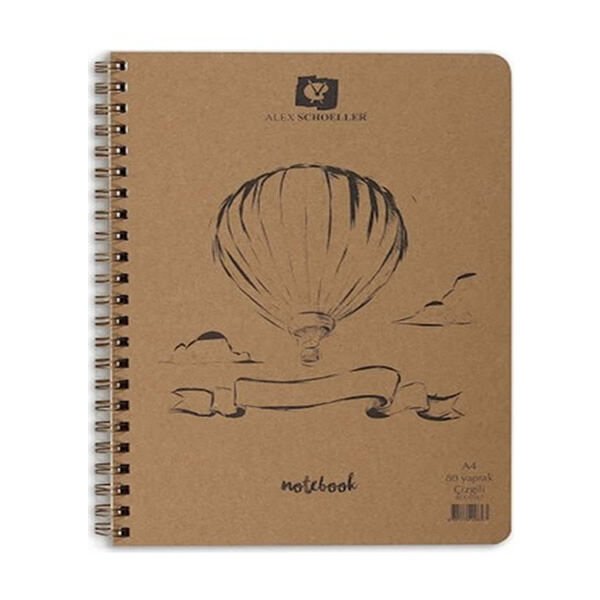Alex Schoeller ALX-0381 A6 80 Yaprak 70 gr Çizgili Spiralli Sert Kapak Çizgili Defter