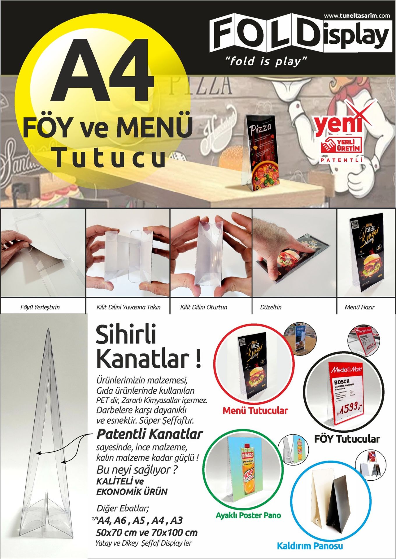 FOLDİSPLAY A4 FÖY VE MENÜ TUTUCU