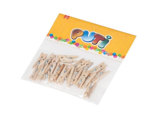 Puti 4674 24 li Natural Ahşap Küçük Mandal