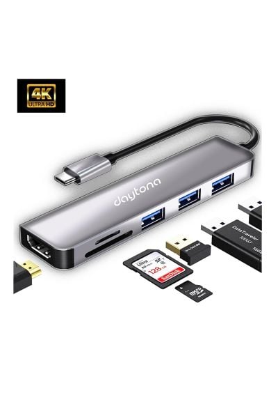 Daytona Airsky Hc-13 Type-C To 3*USB3.0 4K Ultra Hd HDMI Sd Kart Girişli 6IN1 Çevirici Hub Adaptör