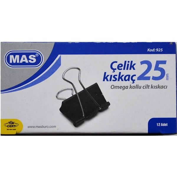 MAS 925 OMEGA 25 MM SİYAH 12 Lİ ÇELİK KISKAÇ