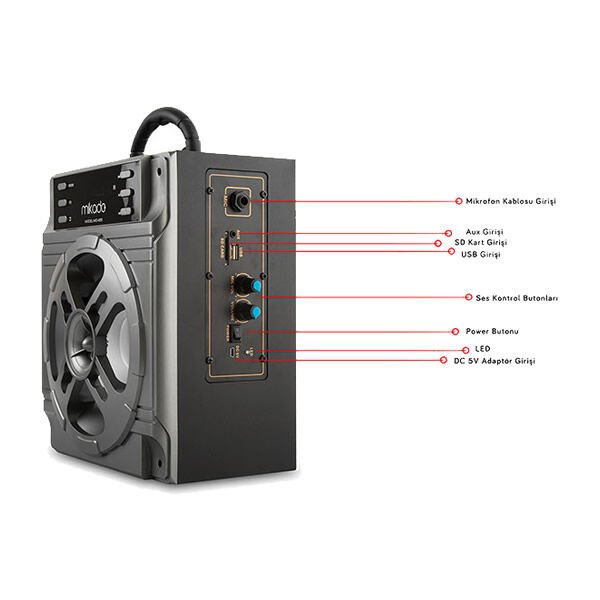 Mikado MD-455 10w USB-SD-FM Gri Destekli Bluetooth Müzik Kutusu