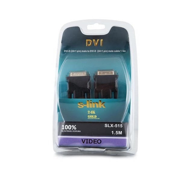 S-Link SLX-515 1.5 mt DVI 24+1 Erkek To DVI 24+1 Erkek Görüntü Kablosu