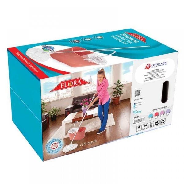 Flora FT187 Turkuaz Balerina Galvaniz Saplı Temizlik Seti