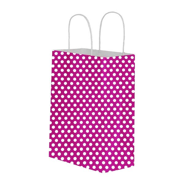 Umur 12x32x40 cm 25 li 90 gr Fuşya Puantiyeli Karton Poşet