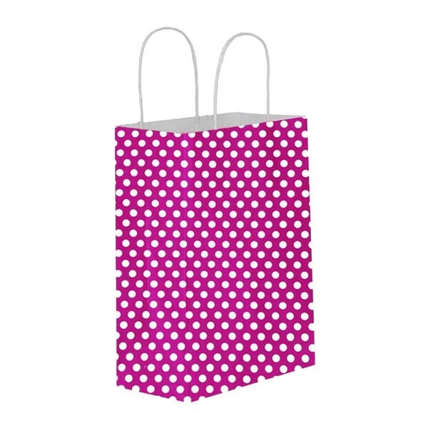 Umur 12x32x40 cm 25 li 90 gr Fuşya Puantiyeli Karton Poşet