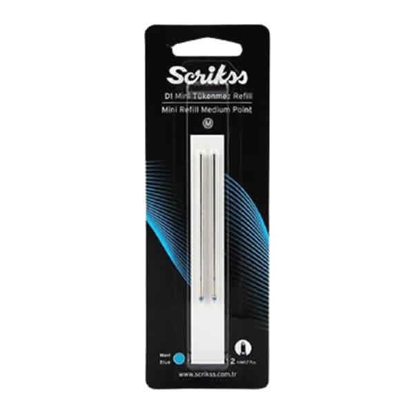 Scrikss D1 Mavi Medium Kısa Tükenmez Kalem Refili