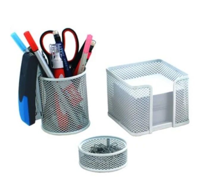 GLOBOX 6154 3 LÜ GÜMÜŞ METAL OFİS MASA SETİ