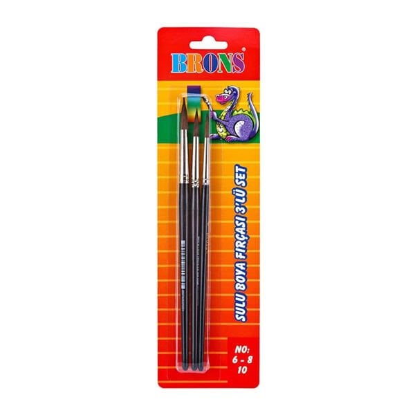 Brons BR-245 145 Serisi No: 6 - 8 - 10 3 Adet Suluboya Fırça Set