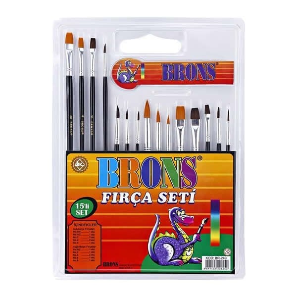 Brons BR-249 15 Adet Sulu Boya & Yağlı Boya Fırça Set