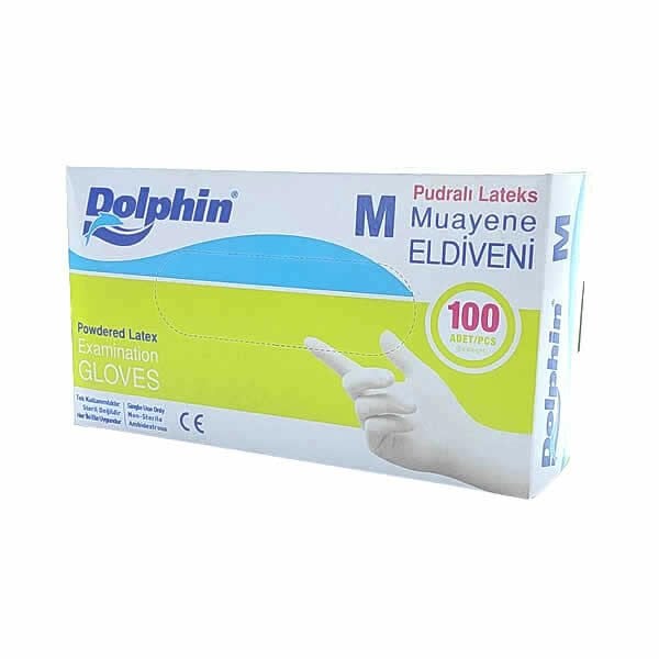 DOLPHİN LATEX M PUDRALI 100 LÜ MUAYENE ELDİVENİ