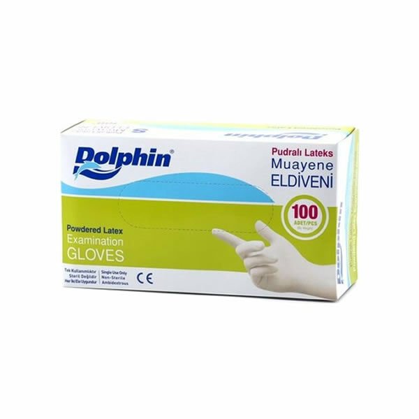 DOLPHİN LATEX L PUDRALI 100 LÜ MUAYENE ELDİVENİ
