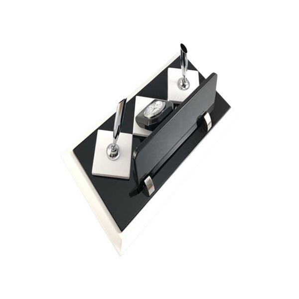 Mas 6031 Yıl-Pla Saatlı Siyah-Beyaz Ahşap Masa Seti