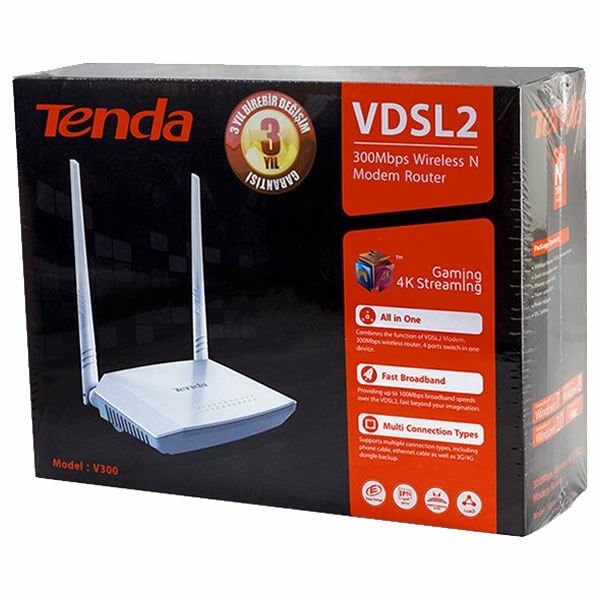 Tenda V300 4 Port 300 Mbps 10/100 Kablosuz Vdsl 2 Modem