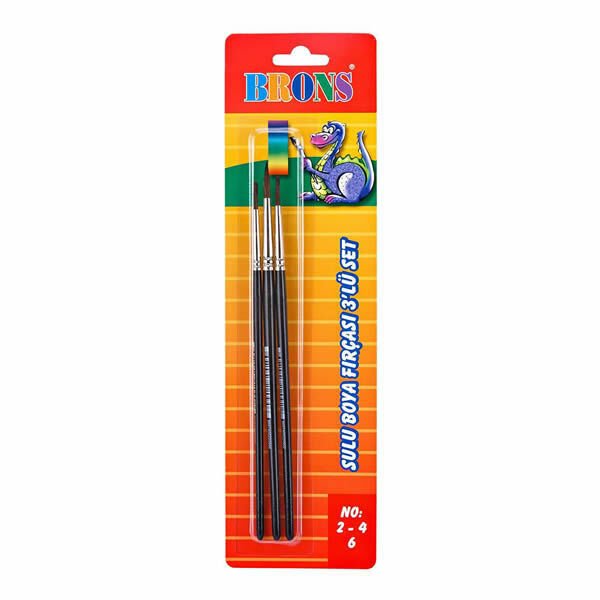 Brons BR-244 145 Serisi No:2-4-6 3 lü Suluboya Fırça Set