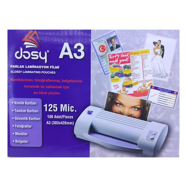 Dosy A3 125 Mic Parlak Laminasyon Filmi