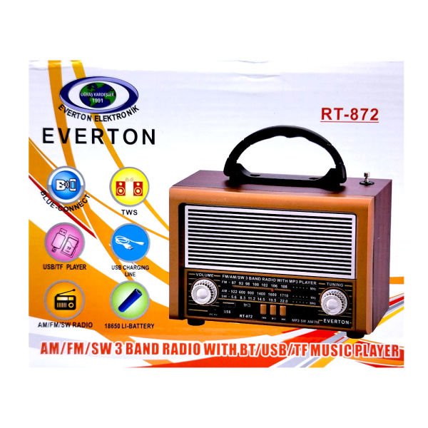 Everton RT-872BT Bluetooth Fm/Usb/Tf Card Şarjlı Nostaljik Radyo