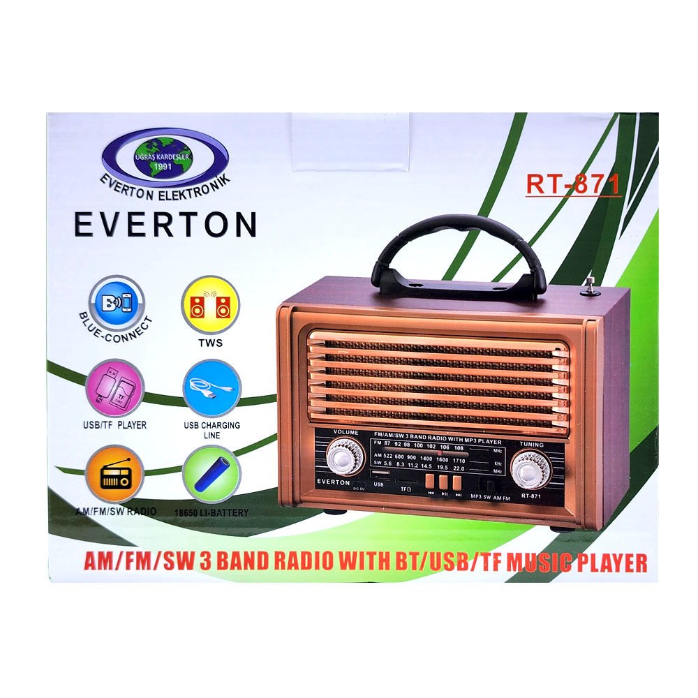 EVERTON RT-871BT BLUETOOTH FM/USB/TF CARD/ ŞARJLI NOSTALJİK RADYO
