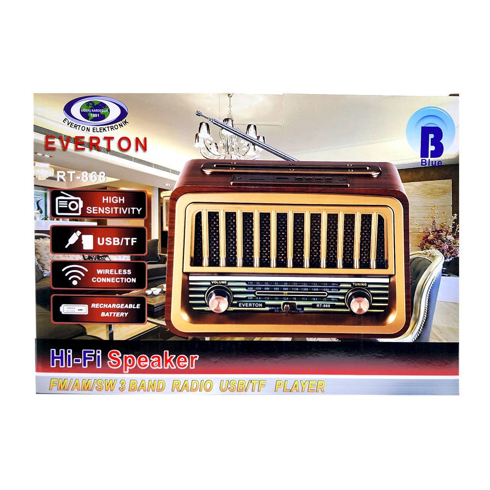 EVERTON RT-868BT BLUETOOTH FM/USB/TF CARD ŞARJLI NOSTALJİK RADYO