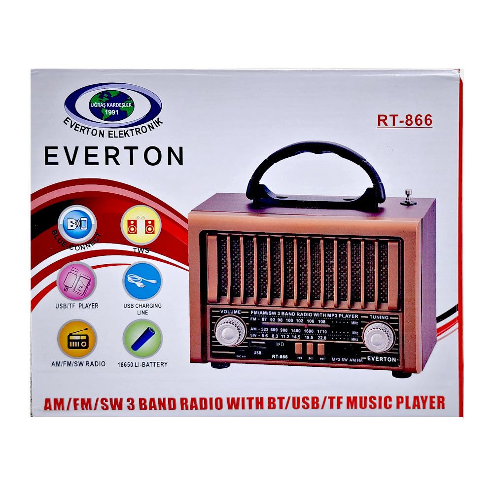 EVERTON RT-866BT FM/USB/TF CARD/BLUETOOH NOSTALJİ RADYO