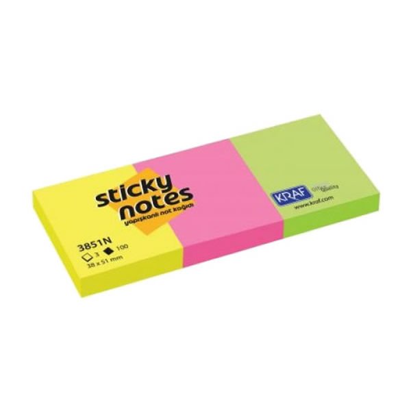 Kraf 3851 38x51 Neon Yapışkanlı Not Kağıdı