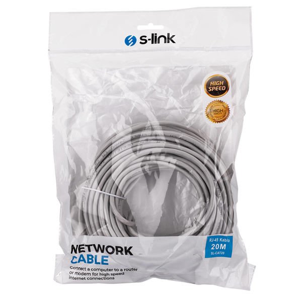 S-Link SL20 Sl-Cat20 20 mt Gri Cat5 Utp Patch Kablo