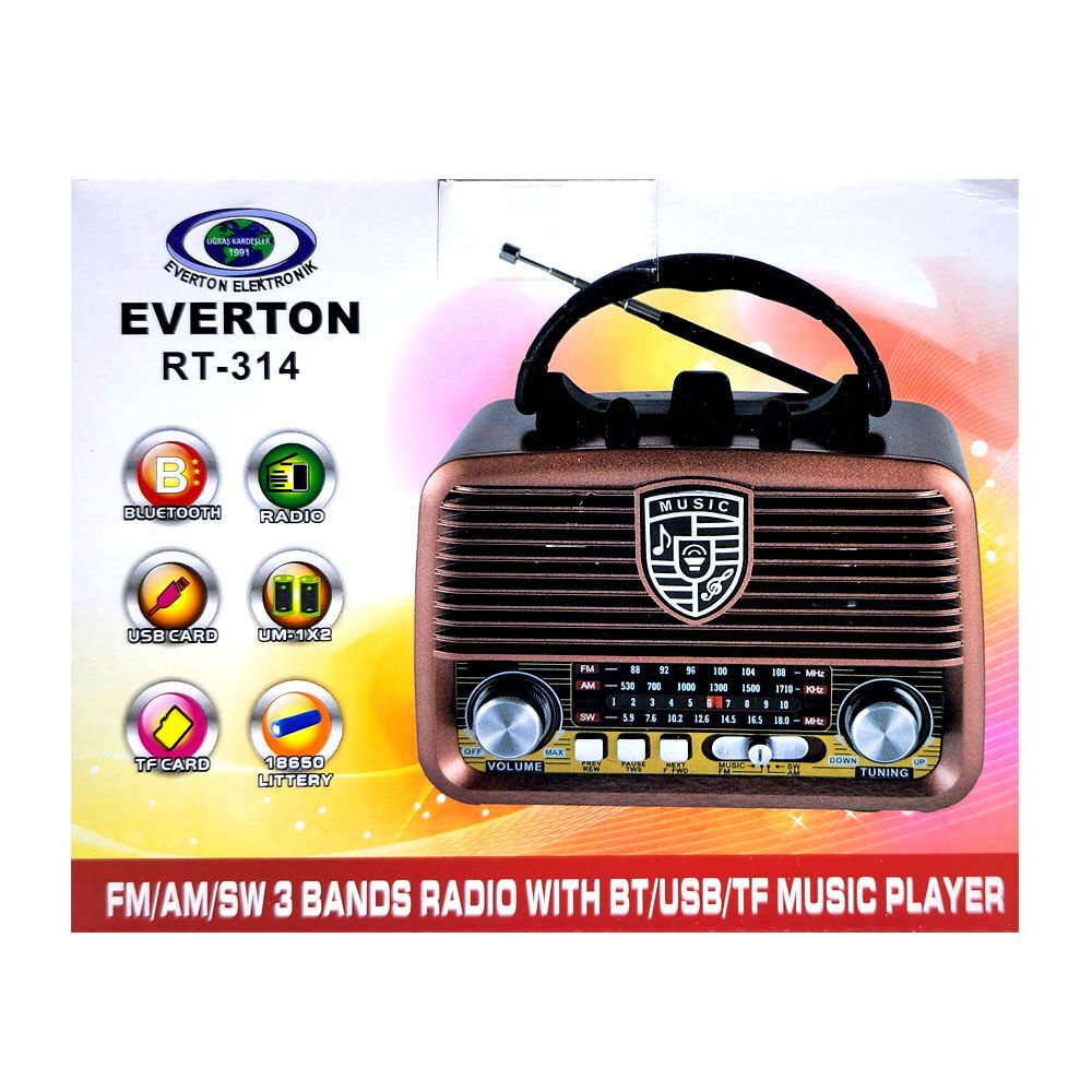 EVERTON RT-314 BLUETOOTH FM/USB/TF ŞARJLI NOSTALJİK RADYO