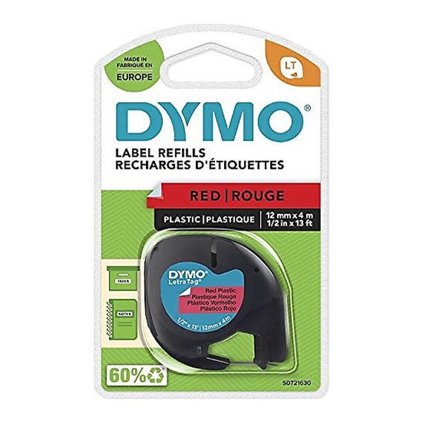 Dymo 59424 Letratag 12mmx4mt Plastik Kırmızı Şerit