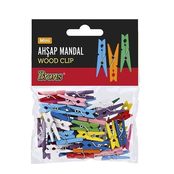 Brons BR-908 Mini Renkli Ahşap Mandal