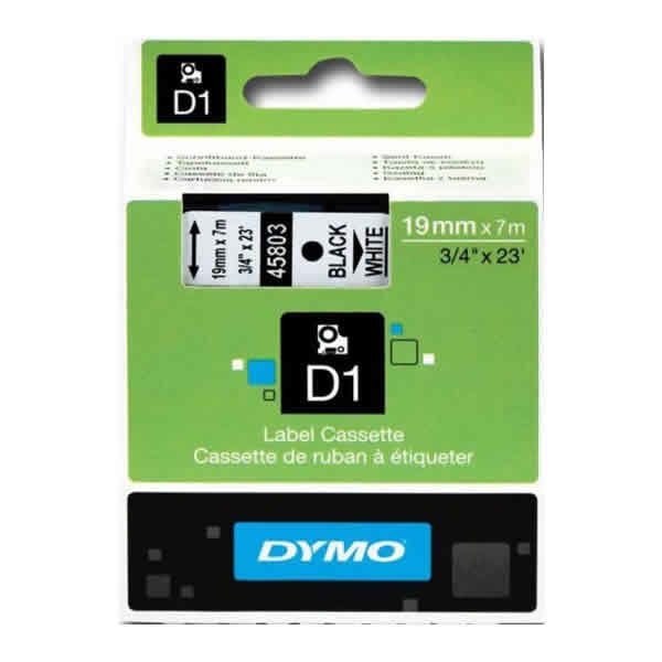 DYMO D1 Yedek Şerit, 19 mm x 7 mt, Beyaz/ Siyah (45803)
