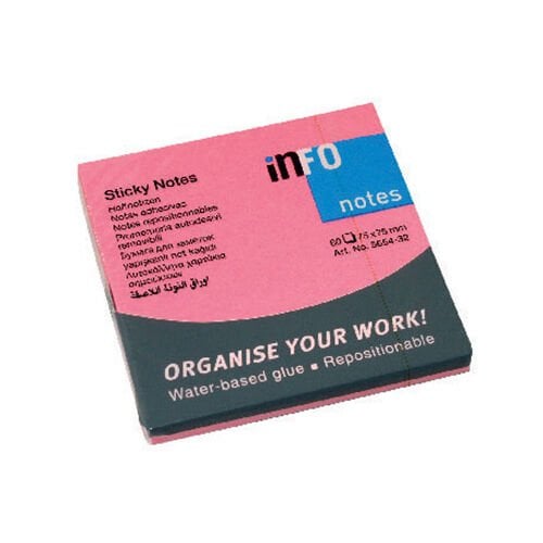 HALSA INFO NOTES 75X75  80 YAPRAK PARLAK PEMBE NOT KAĞIDI