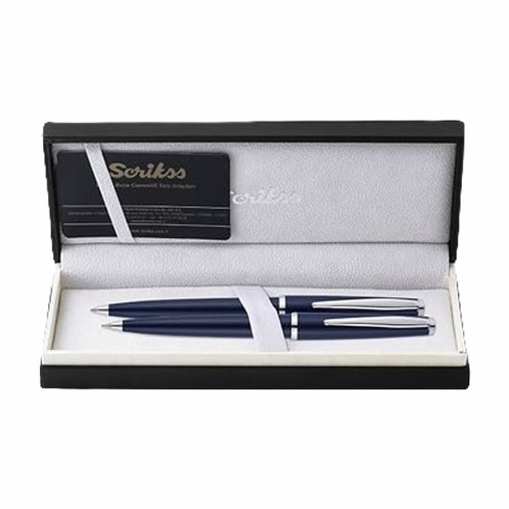 Scrikss 33 Lacivert Lüks Kutu Tükenmez Kalem & Versatil Kalem Seti