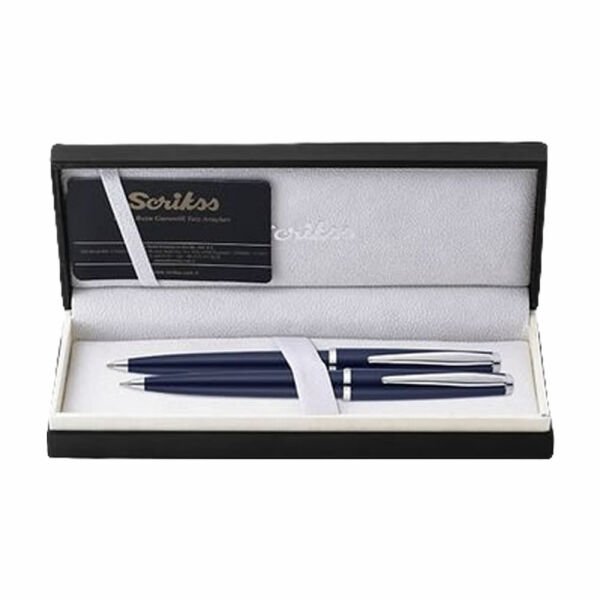 Scrikss 33 Lacivert Lüks Kutu Tükenmez Kalem & Versatil Kalem Seti