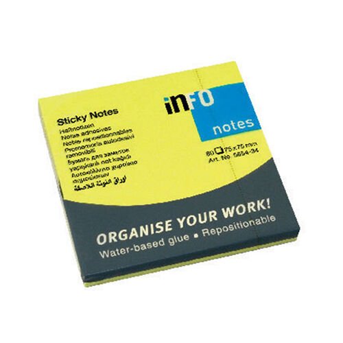 Halsa Info Notes 75x75 80 Yaprak Parlak Sarı  Not Kağıdı