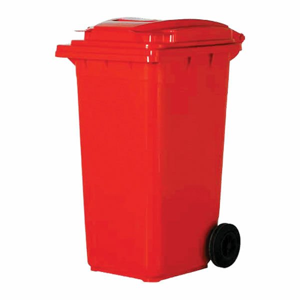 Ofisostim Ral 5022 120 Lt Kırmızı Kilitli Çöp Konteyneri