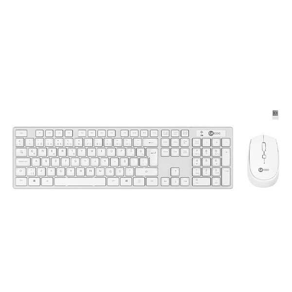 Lenovo Lecoo KM2001 Beyaz Kablosuz Klavye & 1200 DPI Mouse Set