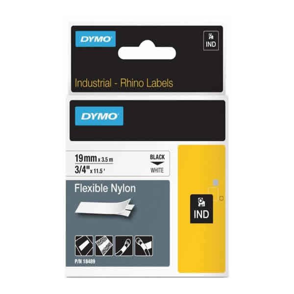 Dymo Rhino Pro Etiketi Renkli Vinil 12 MMx5.5 MT Sarı Üzerine Siyah 18432