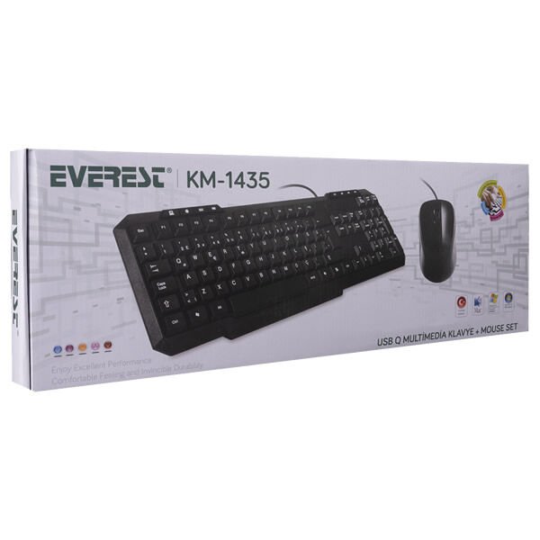 Everest Km-1435 Siyah Q Kablolu Klavye & Mouse Seti